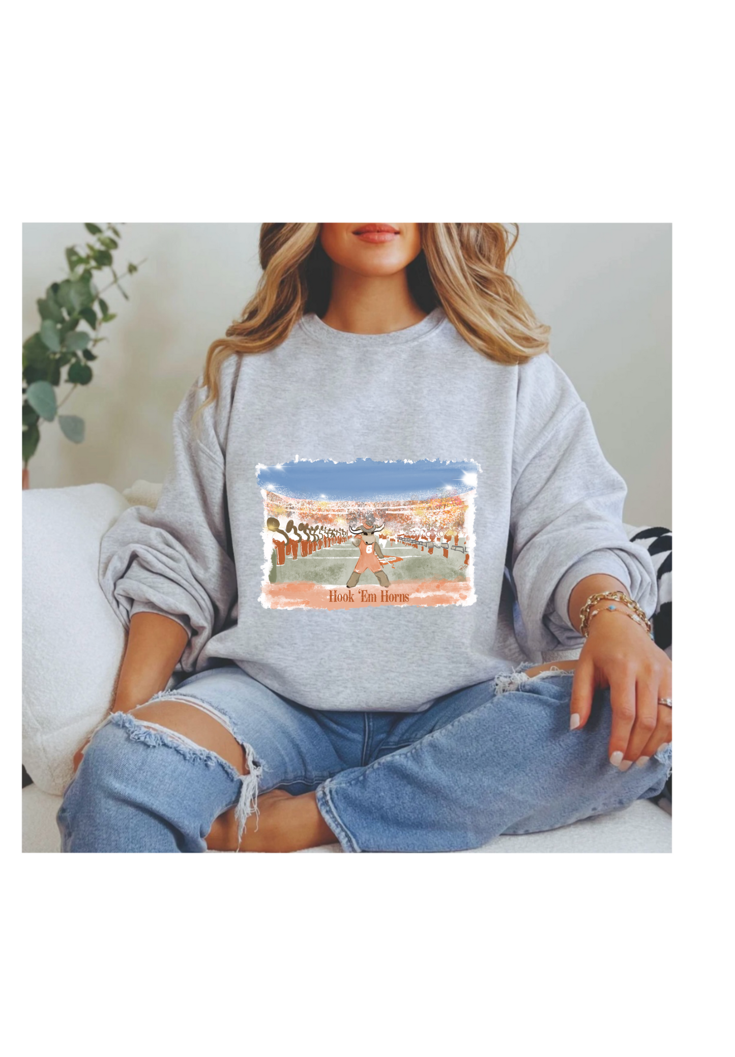 Hook ‘em sweatshirt in ash grey