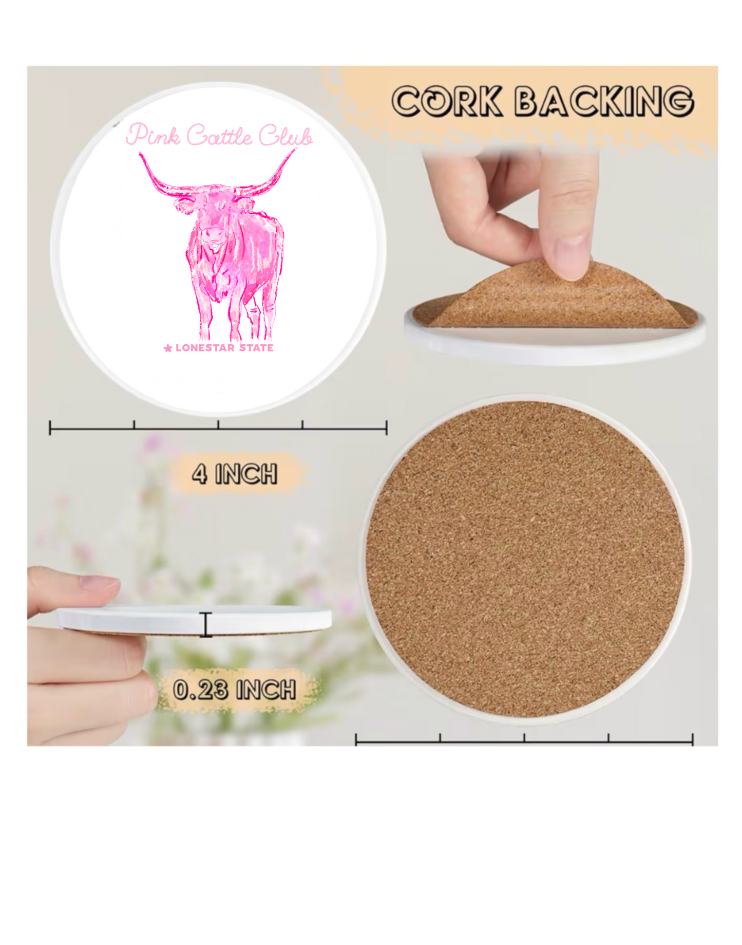 Pink Cattle Club Coaster