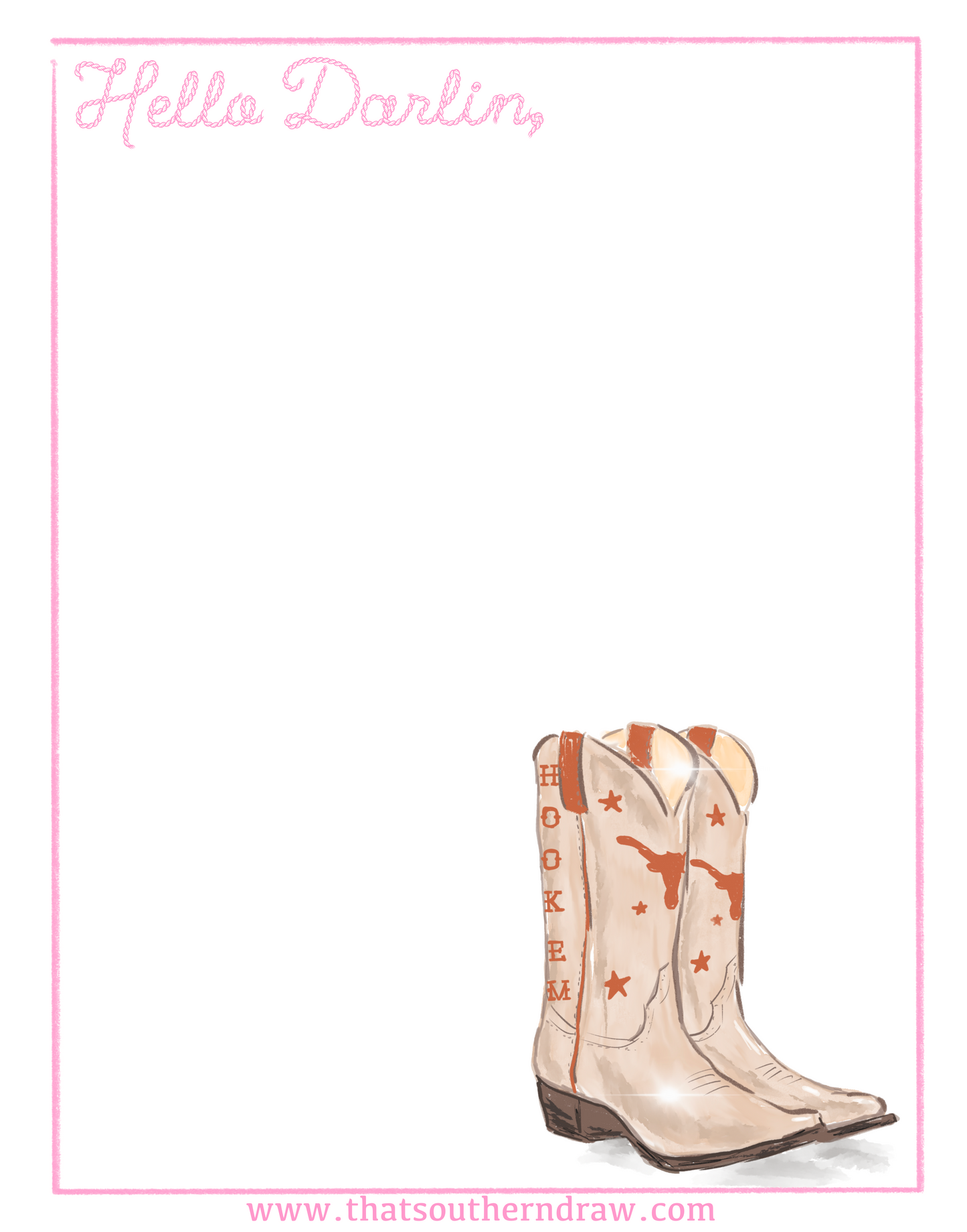 CUSTOM DRAWN LONGHORNS NOTEPAD