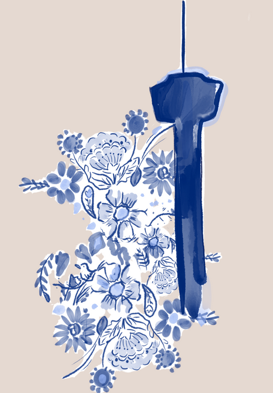 Blue and white Tower Sticker