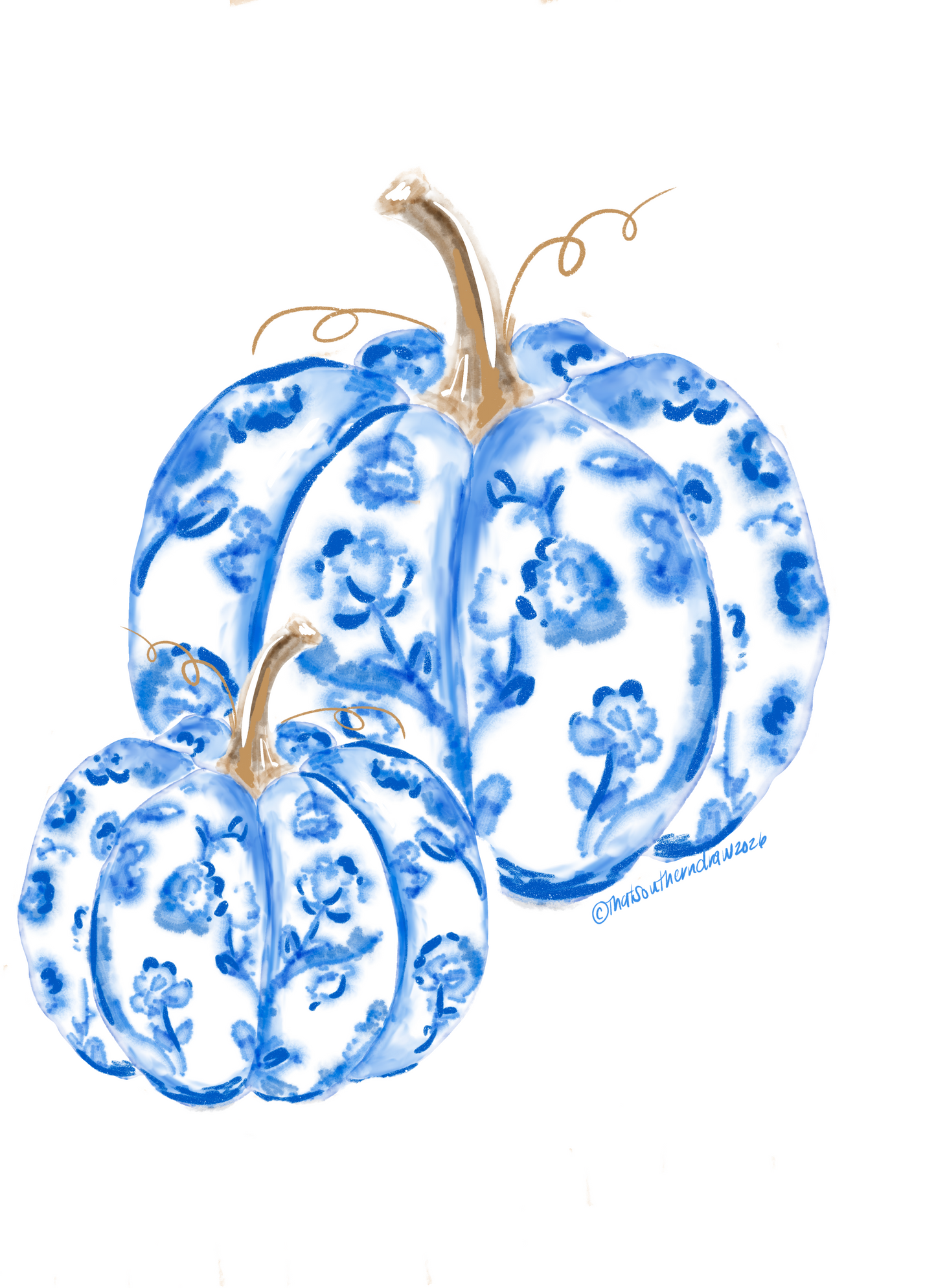 Fall pumpkins in blue & white