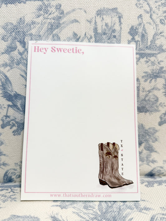 CUSTOM DRAWN TEXAS STATE NOTEPAD