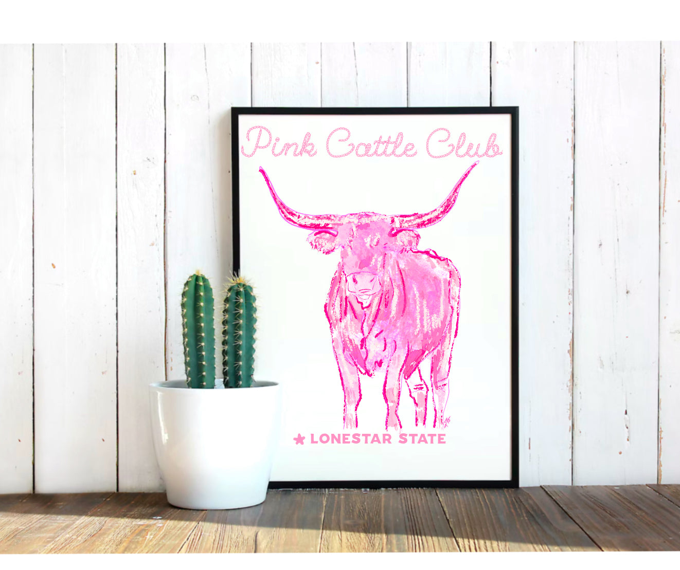 Pink cattle club print