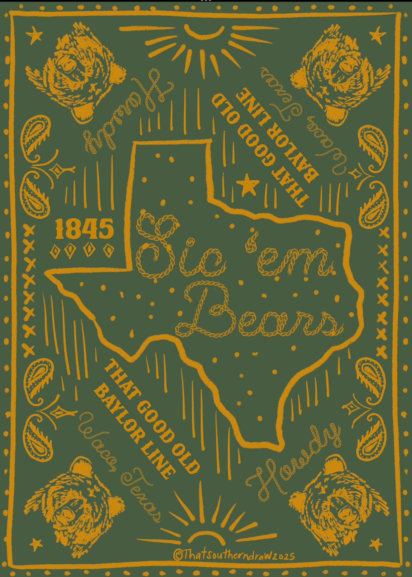 BAYLOR BEARS CUSTOM BANDANA
