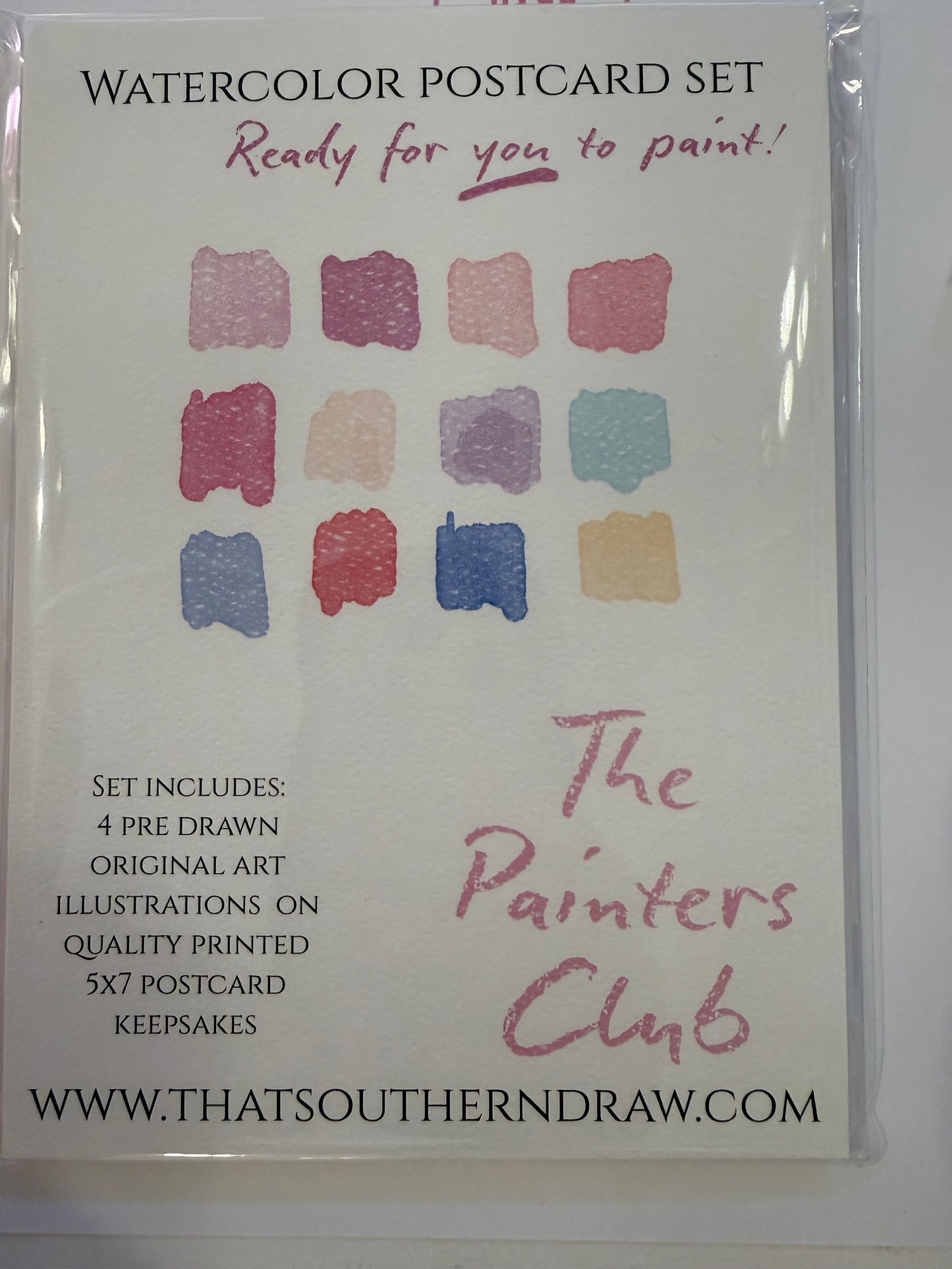 Watercolor Paint set 4 Postcards