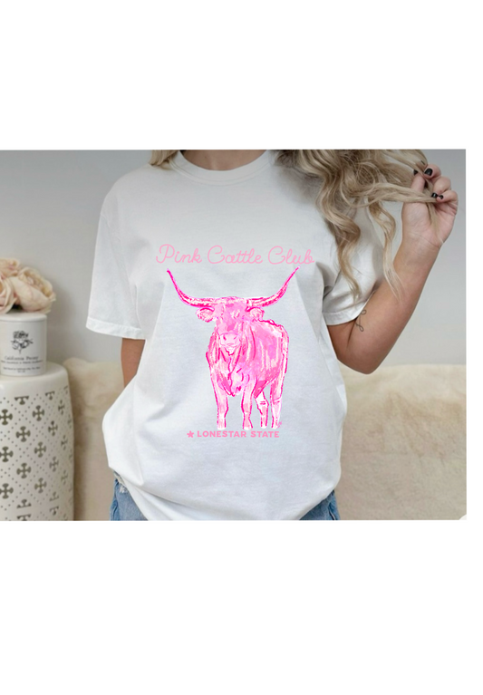 Pink cattle club tee