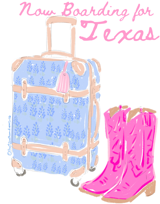 NOW BOARDING FOR TEXAS PRINT