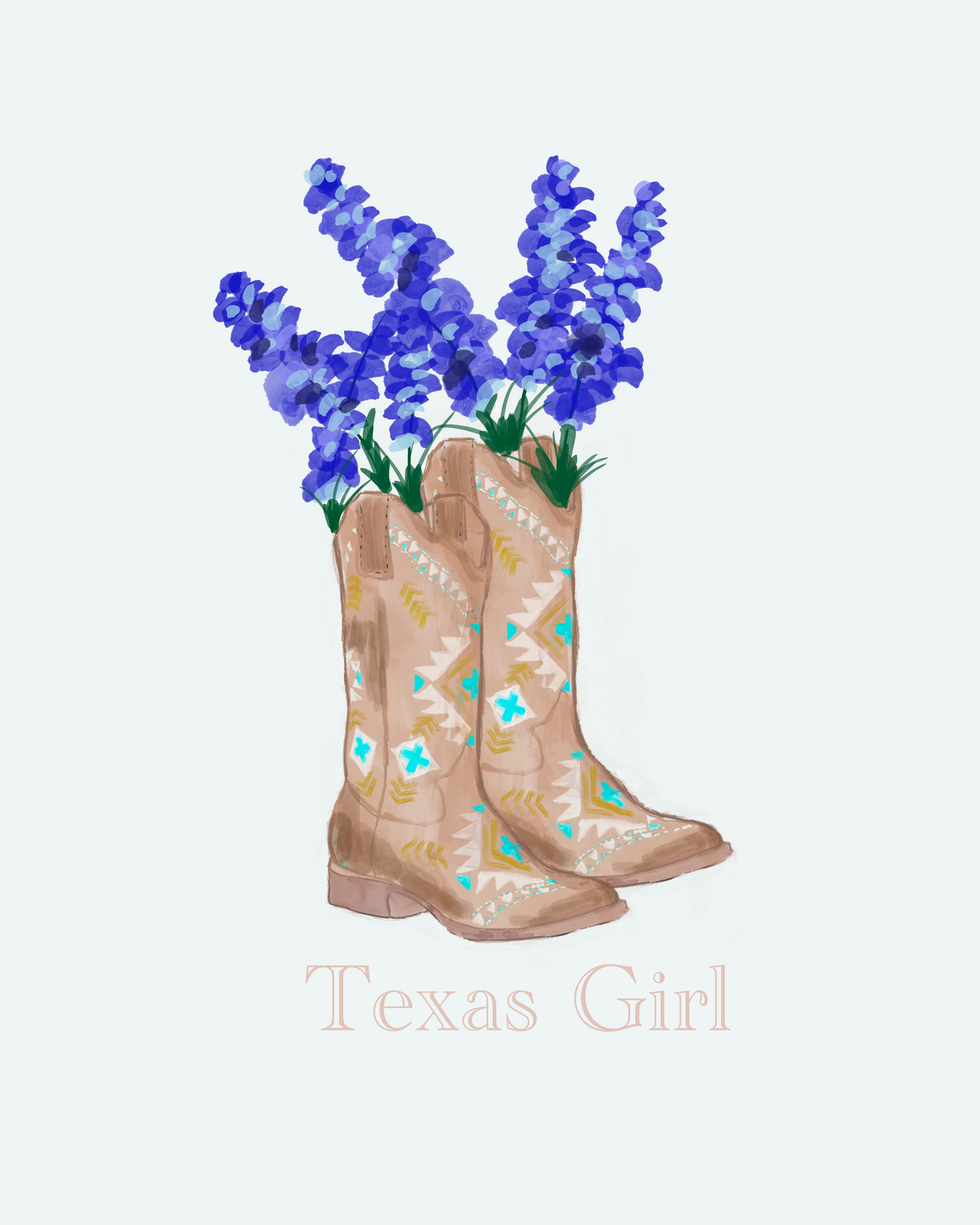 Texas Girl Boots/ Bluebonnets Sticker