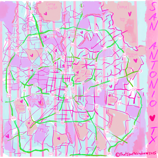 San Antonio City Map- Pink
