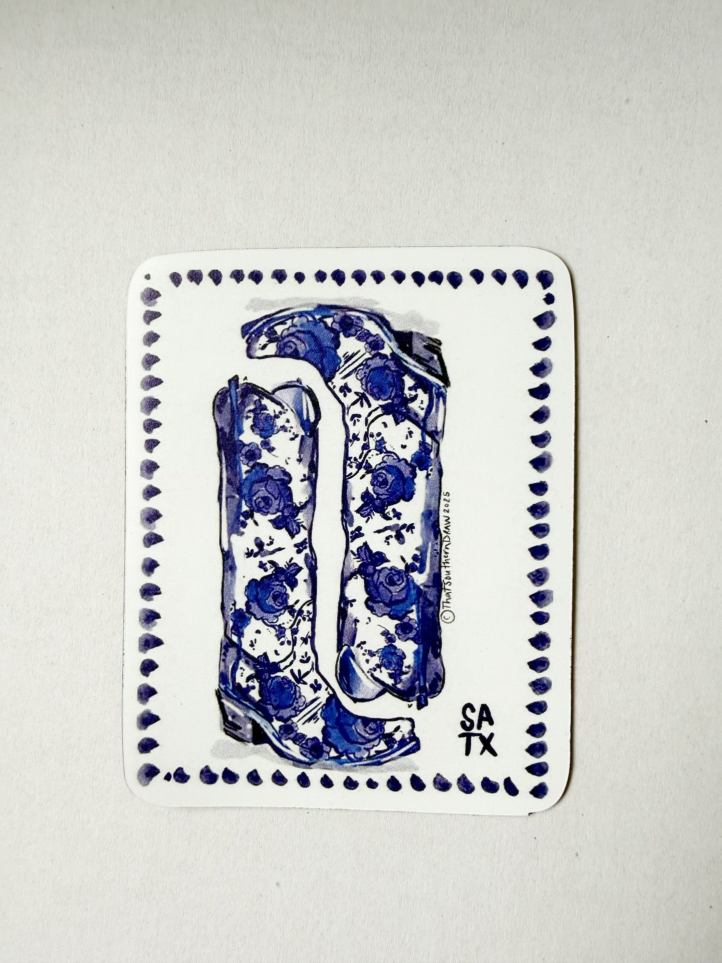 BLUE WHITE BOOTS MAGNET